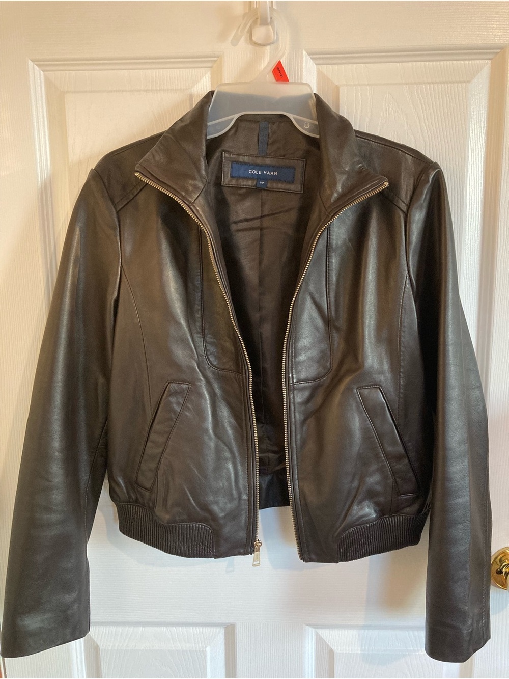 Cole Haan Espresso Chocolate Brown Leather Bomber Jacket Small 🍁🍂☕️